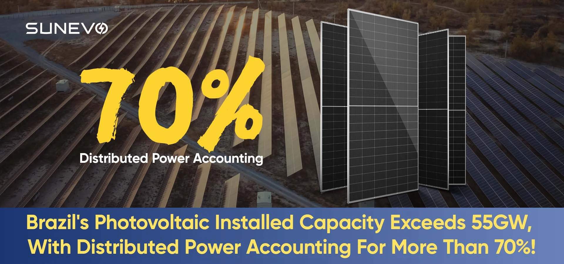 ¡La capacidad instalada fotovoltaica de Brasil excede los 55 GW, con una potencia distribuida que representa más del 70%!
